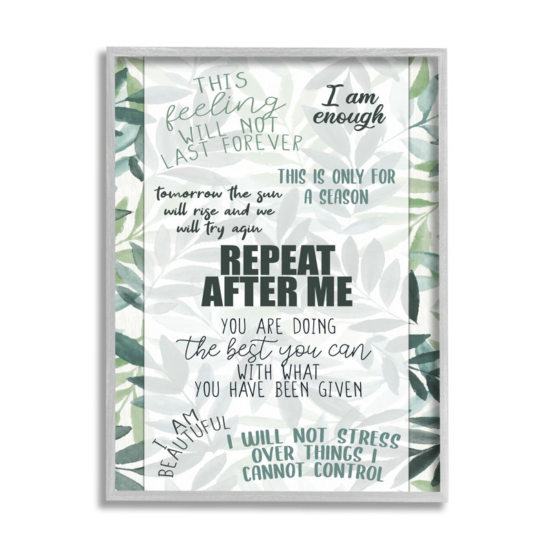 Répétez après moi Uplifting Motivational par Kim Allen - impression, H 14 po x l 11 po x P 1,5 po