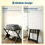Porte-bagages pliable en bambou avec tablette à 2 niveaux
