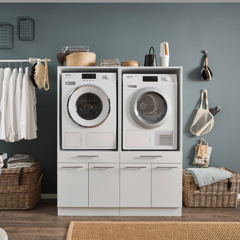Laundreezy B Washing Machine Housing Cabinet - Width: 135 cm, White