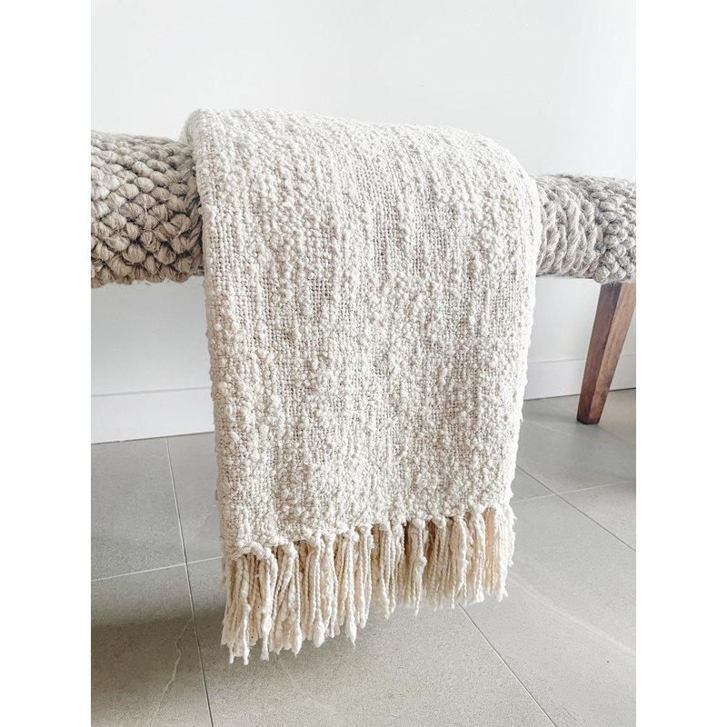 Cozy Hand Woven Throw Blanket, White