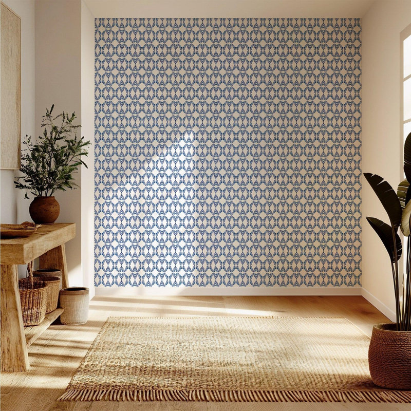 The Blush Label Beverly 10' L x 24" W Wallpaper Roll, Navy, Paper, Non-pasted