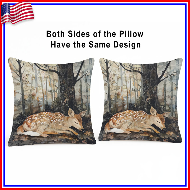 Coussins décoratifs Fawn In Forest, 14 X 14 pouces