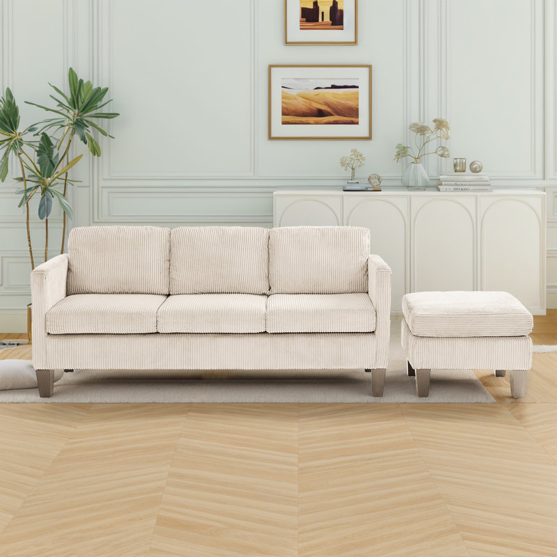 Canapé 67,32 po avec repose-pieds 1 pièce, Blanc