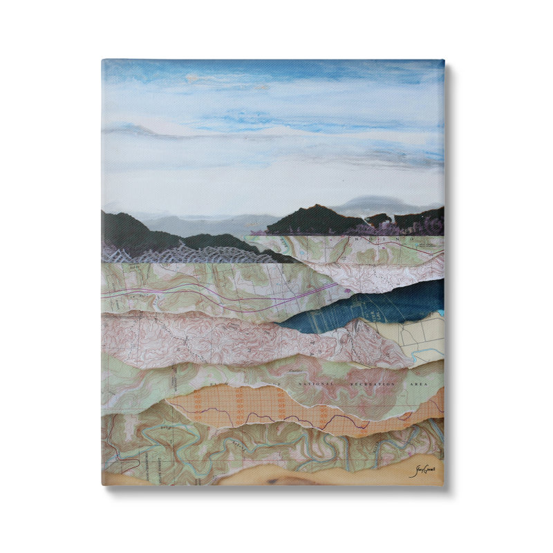 Loon Peak Map Collage Landscape Canvas Wall Art Design By Stacy Gresell, L 24 po x H 30 po