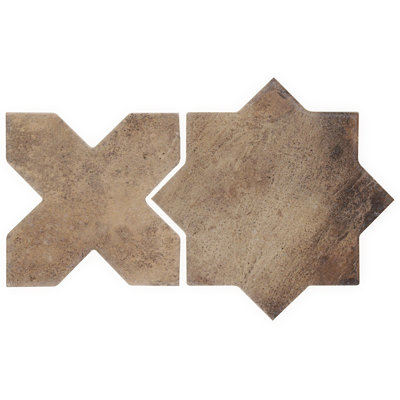 Parma Star and Cross 6" Terracotta Look Porcelain Tile
