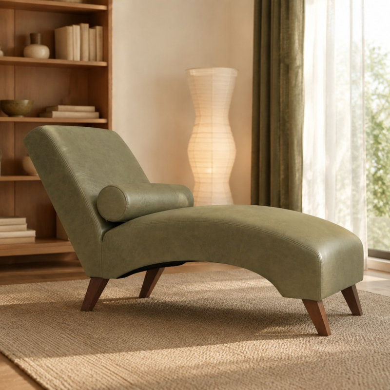 Méridienne courbée moderne, Vert olive