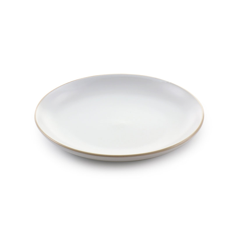White Ceramic 12-Piece Dinnerware Set with Glossy Rim
