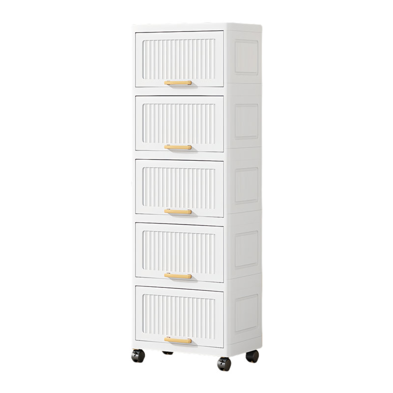 5-layers Flip Open Storage Box With Wheels, Movable Storage Cabinet, Kitchen Shelf, Movable Storage Island, Home Organization, Wardrobe Storage Box