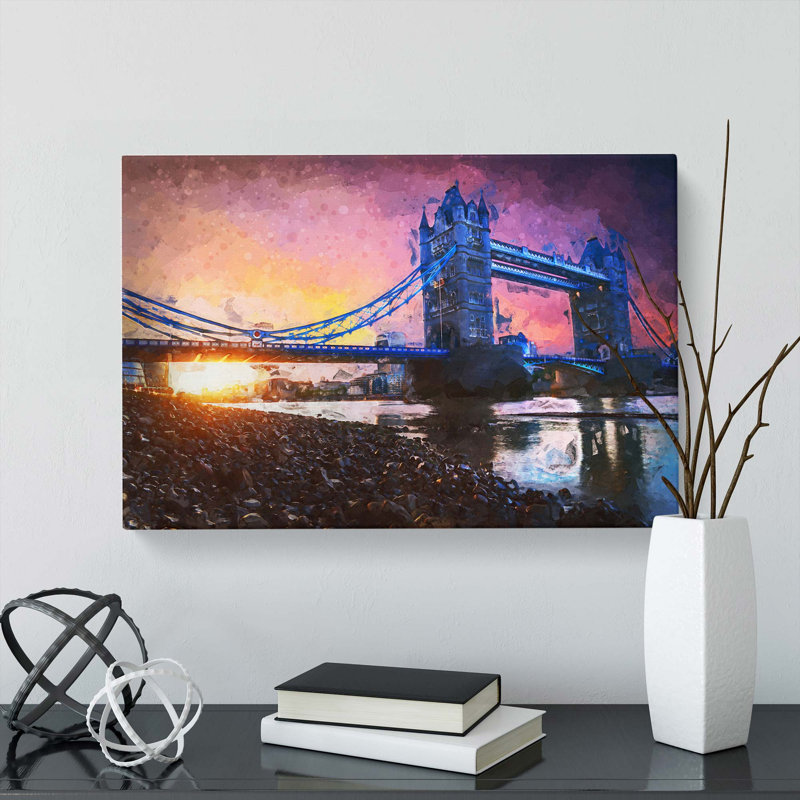 Tower Bridge In London England In Abstract - Wrapped Canvas Painting, 35cm H x 50cm W x 3cm D