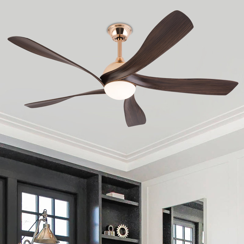 52Inch 5 Blades 3 Color Ceiling Fan Light With Remote Control White, Gold, Brown