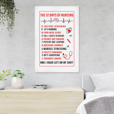 Needles, Blood Pressure Meter,... - The 12 Days Of Nursing - 1 Piece Rectangle Graphic Art Print On Wrapped Canvas