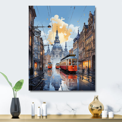 " Coral Grey City Prague Popart "
