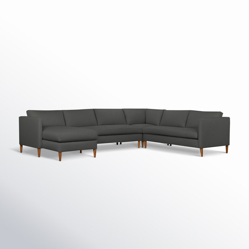 Clifford 4-Piece Upholstered Custom Sectional, Left Hand Facing, Davis Smoke Bouclé