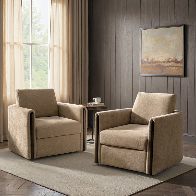 Upholstered Swivel Armchair, Sand