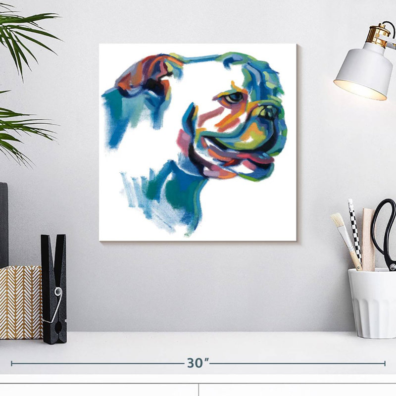 Peinture de bouledogue Brampt, H 16 po x l 16 po