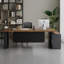 Bureau brun clair + bois massif rectangulaire noir + bureaux en fer-108304542-108304539