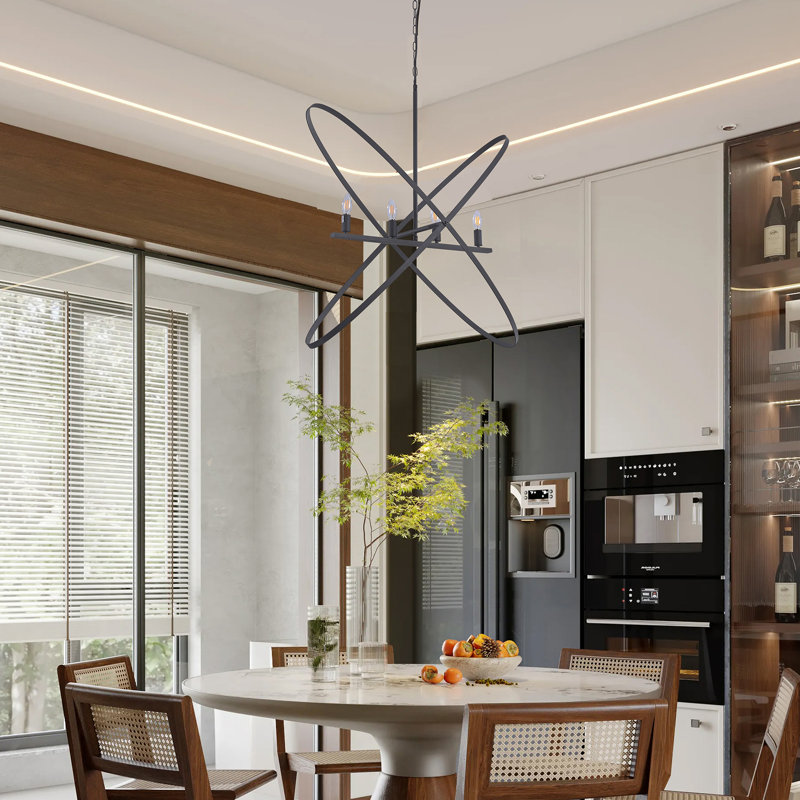 Luminaire suspendu dynamique orbe noir mat pour espaces d'inspiration art moderne