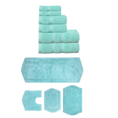 Ensemble de serviettes 6 pièces et de tapis de bain 4 pièces 100% coton doux Bryd Collection (ensemble de 10)