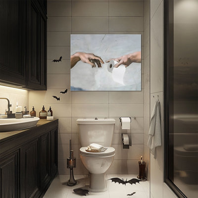 P&L Art, salle de bain, création amusante d'Adam, papier de toilette sur toile (encadré 8 x 10) - décoration de salle de bain humoristique originale - cadeau d'art mural maison