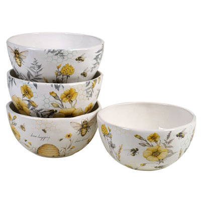 Certified International Bee Sweet Set/4 Ice Cream Bowl  Asst.