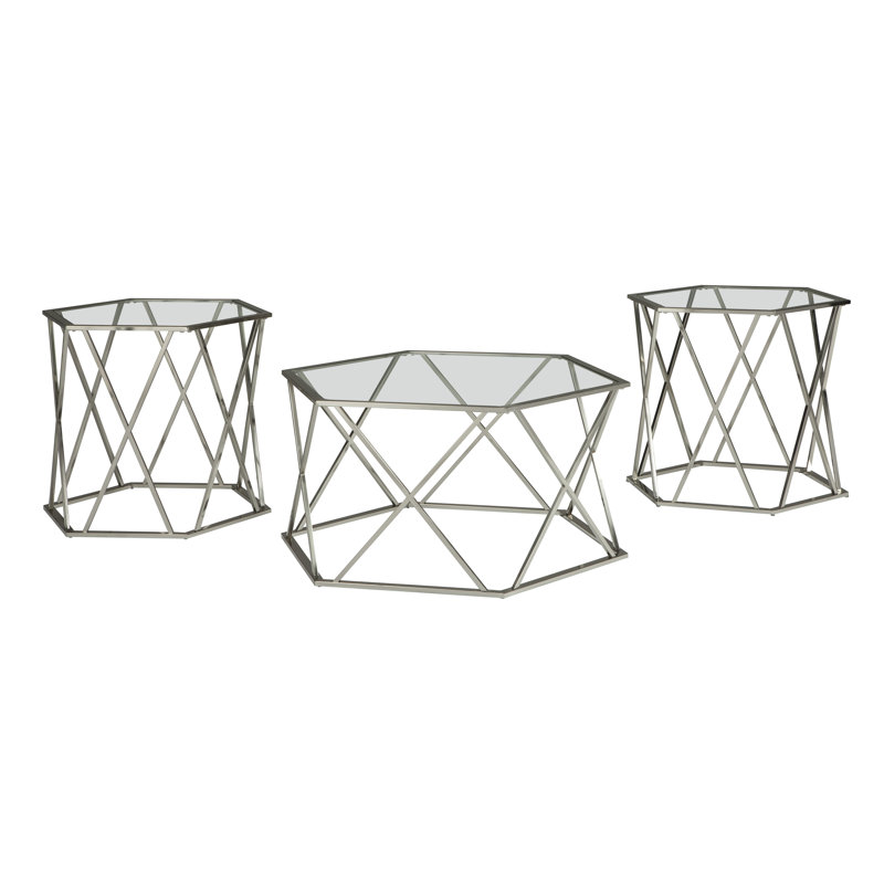 Howard 3 - Piece Glass Top Living Room Table Set