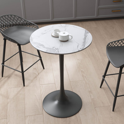 Bellamia Counter Height 24" Round Dining Table with Steel Pedestal Base for Indoors