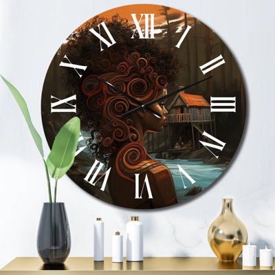 African Tribal Soul By The River Soul I Metal Wall Clock