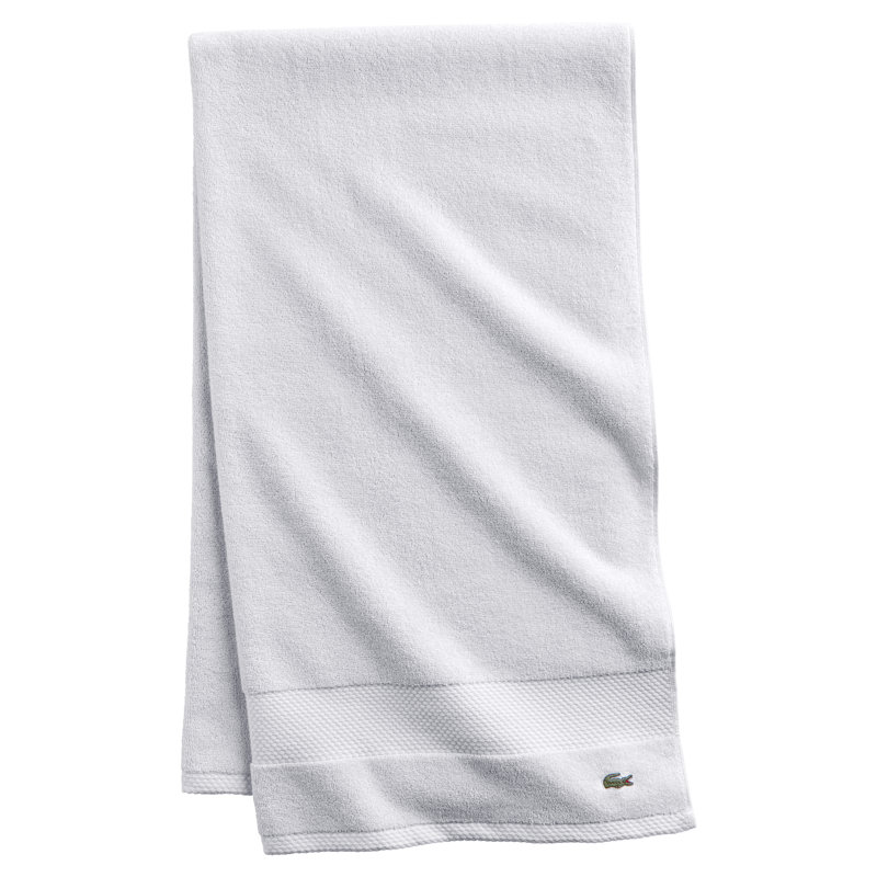 Lacoste Heritage 35" x 70" Cotton Bath Towel, 100% Supima Cotton, Ultra Soft Absorbent Towels with Micro-Fresh® Antimicrobial Protection, White