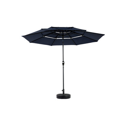 10ft 3 Tier Auto Umbrella For Backyard - Navy Blue. Aluminium Frame, 100% Canopy, - (not Poolside 8 Steel Ribs, -