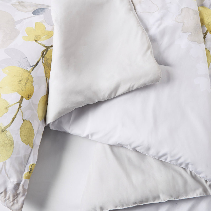 Édredon simple élégant avec draps - Décor botanique complet jaune