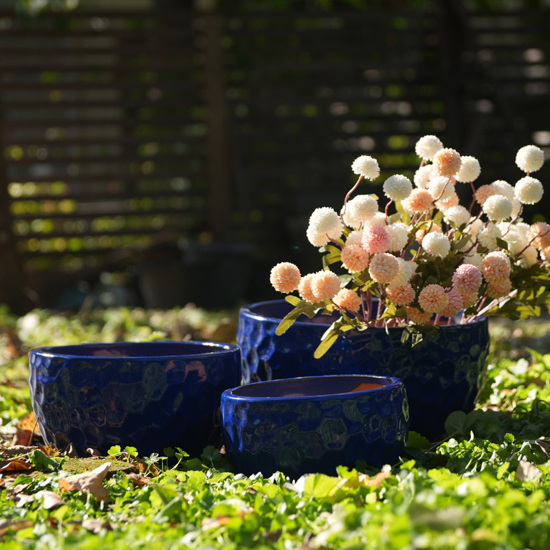 High quality ceramic flowerpot, Antique Blue