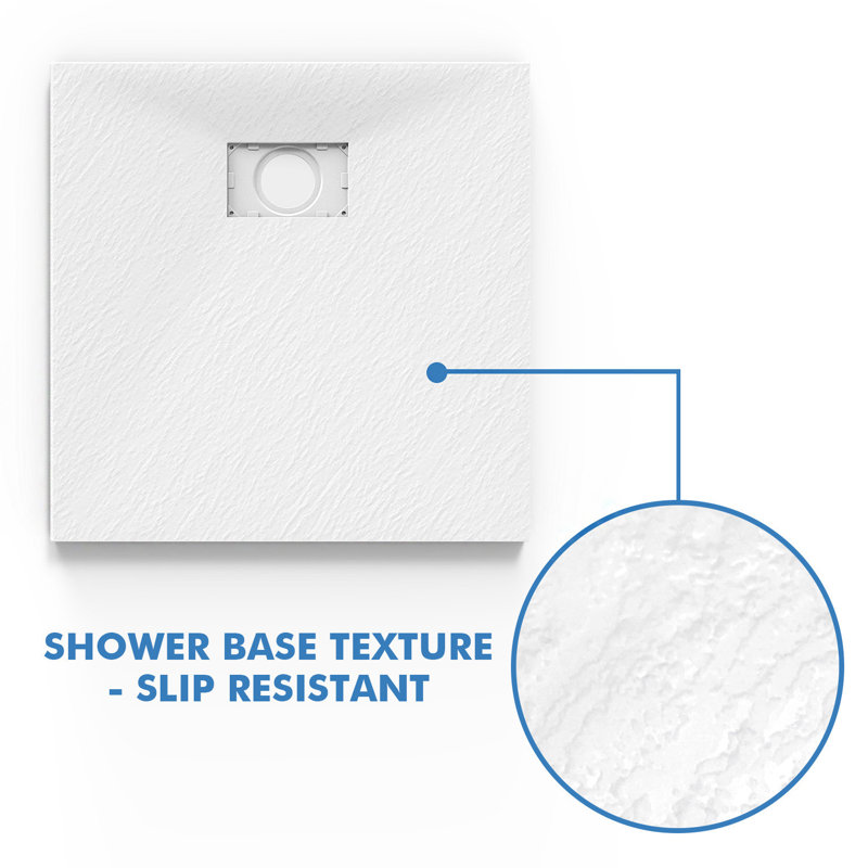 Staples Stone Standard Shower Tray - White, 40mm H x 1000mm W x 800mm D