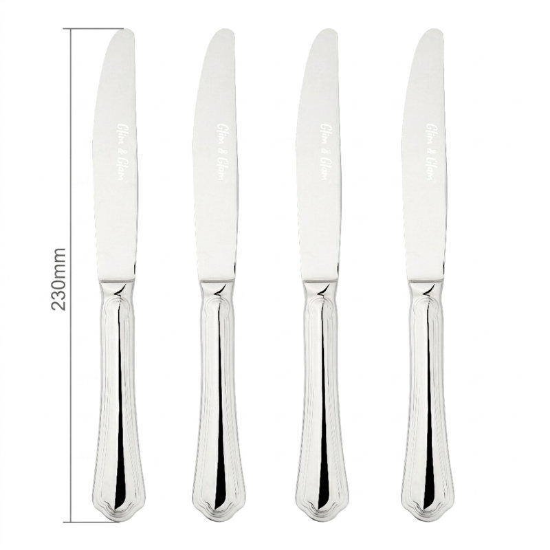 Cutlery Sets Stainless Steel 18/8 Dinner Knife 4pc Set Catering Alhambra