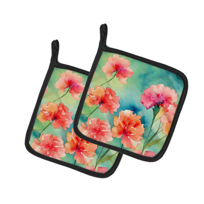 Caroline's Treasures Floral Polyester Potholder Set