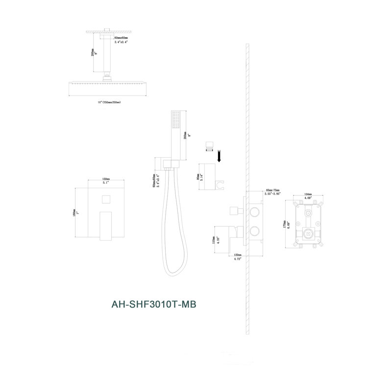 Pressure-Balanced Complete Shower System with Rough in-Valve, Matte Black