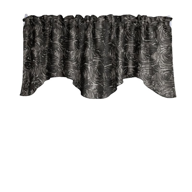 Cantonnière florale festonnée l 58 po, Gris anthracite