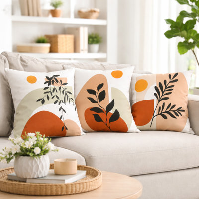 Housse de coussin décorative bohémienne de style campagne moderne minimaliste carrée 3 pièces 3 pièces
