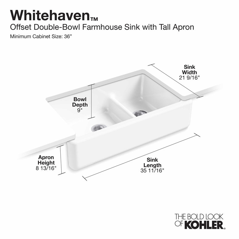 Whitehaven 36" L x 22" W Double Basin Farmhouse Kitchen Sink, Indigo Blue
