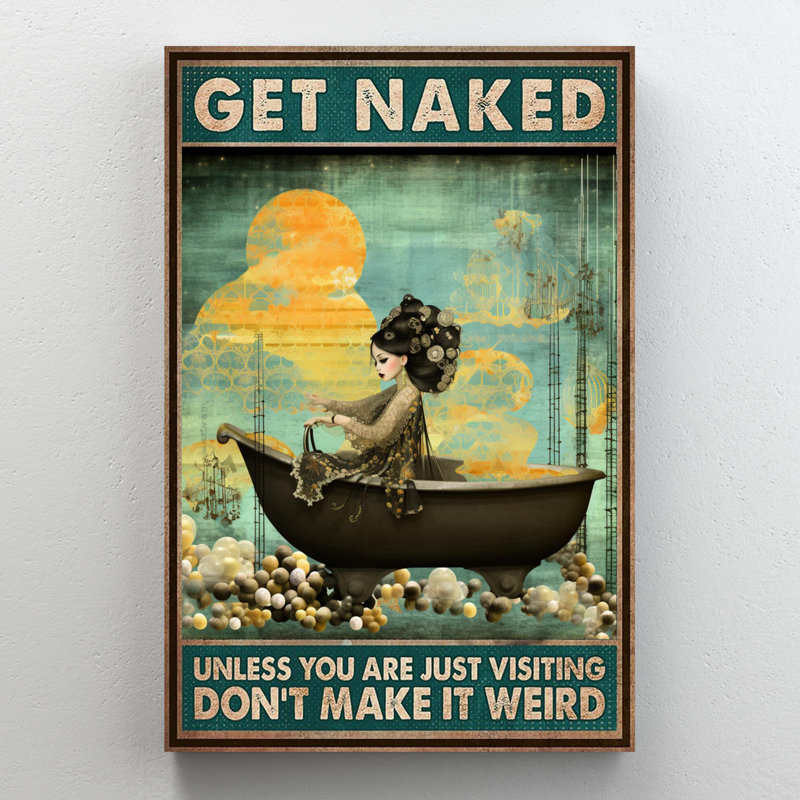 «Woman In Bathaign Get Nake 1 - 1 pièce», reproduction d'art graphique sur toile tendue, H 20 po x l 16 po x P 1,25 po