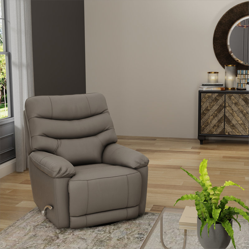 Fauteuil inclinable et oscillant Global Home avec repose-pieds manuel dans le ciel d'Oslo, Similicuir gris pâle