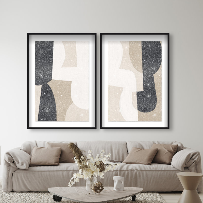 El Modernista Set Shadowbox Abstract Print by Oliver Gal, Black Frame, 10 x 15, 37.5"H x 55.5"W, Black Shadowbox