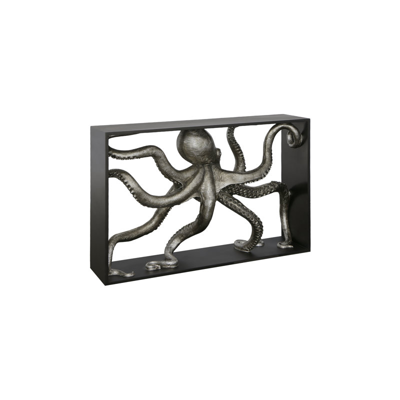 Silver Leaf and Black Wood Framed Octopus Console Table