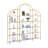 74.8 Inch 5 Tiers Office Bookcase Bookshelf, Display Shelf With Round Top, X Bar Gold Frame