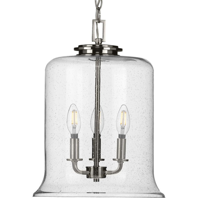 Luminaire suspendu en forme de cloche à 3 lumières Nedmond, Argent