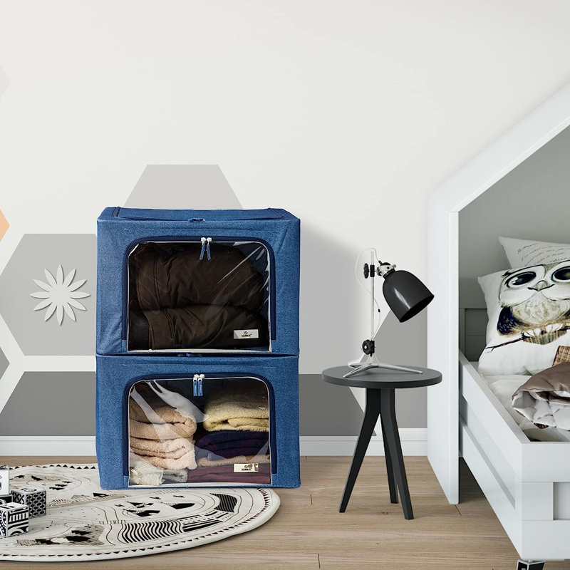 Rangement pour fenêtre sous le lit, H 13,75 po x l 19,75 po x P 16 po, Bleu