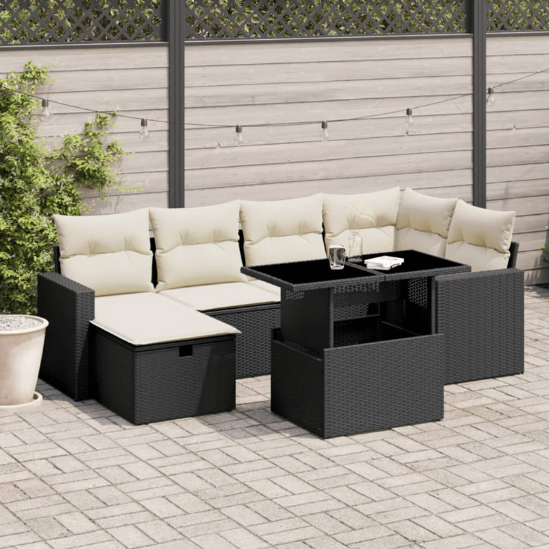 Vidaxl Garden Sofa Set  PE Rattan, Powder-Coated Steel, Polyester