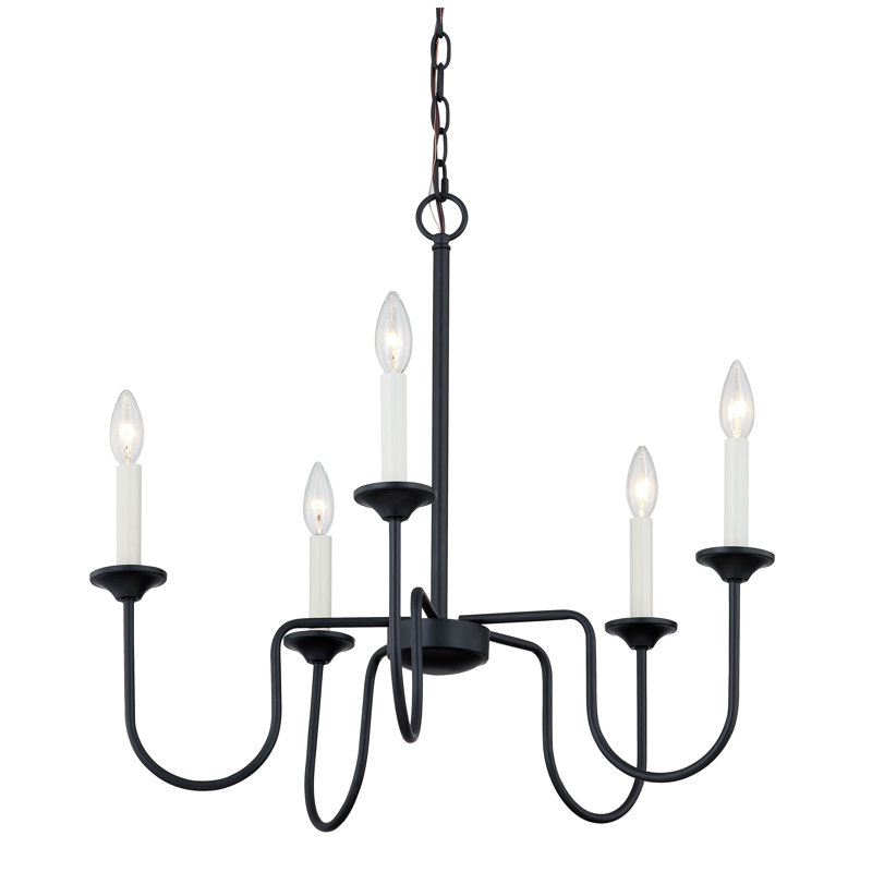 Lustre en métal 5 lumières Barker, noir