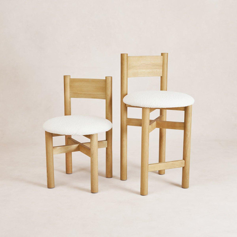 Teddy Upholstered Stool with Solid Wood Frame