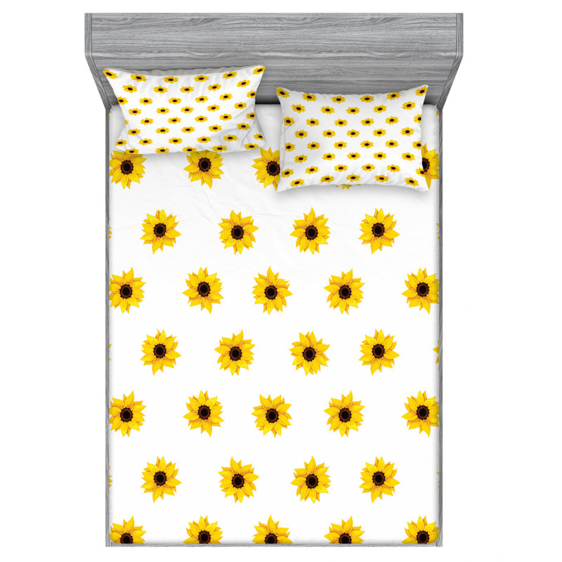 Microfiber Floral Sheet Set, Queen Sheet Set + Fitted Sheet + 2 Pillowcases