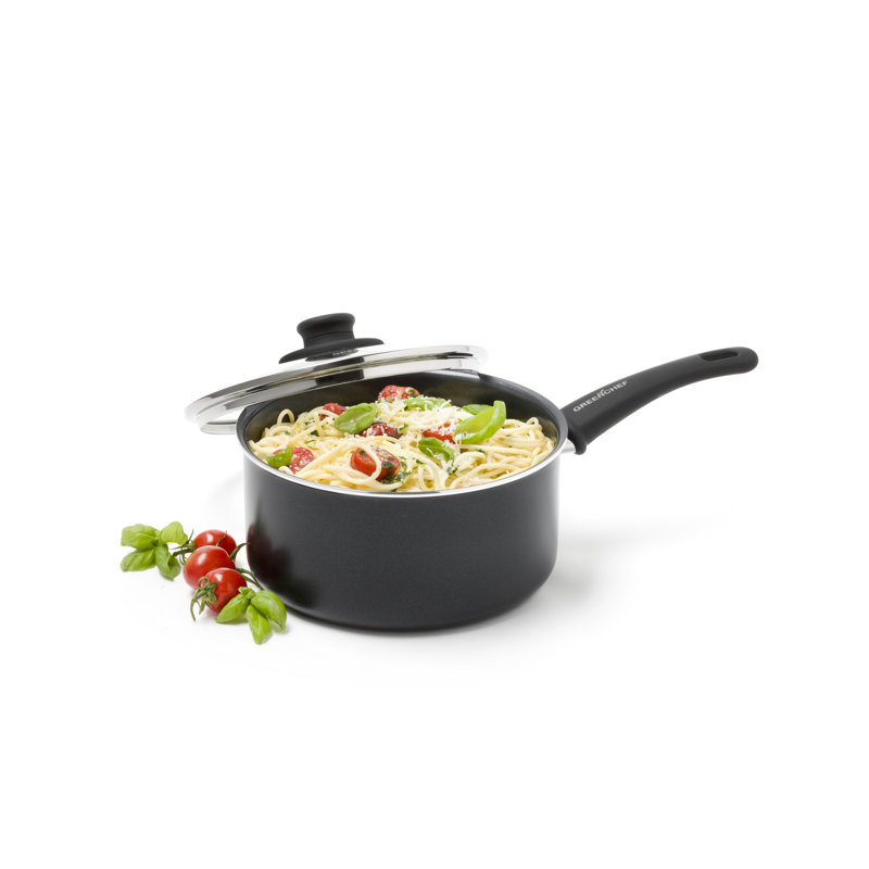 GreenChef Soft Grip Aluminium Non-Stick 3 Piece Saucepan Set with Lids